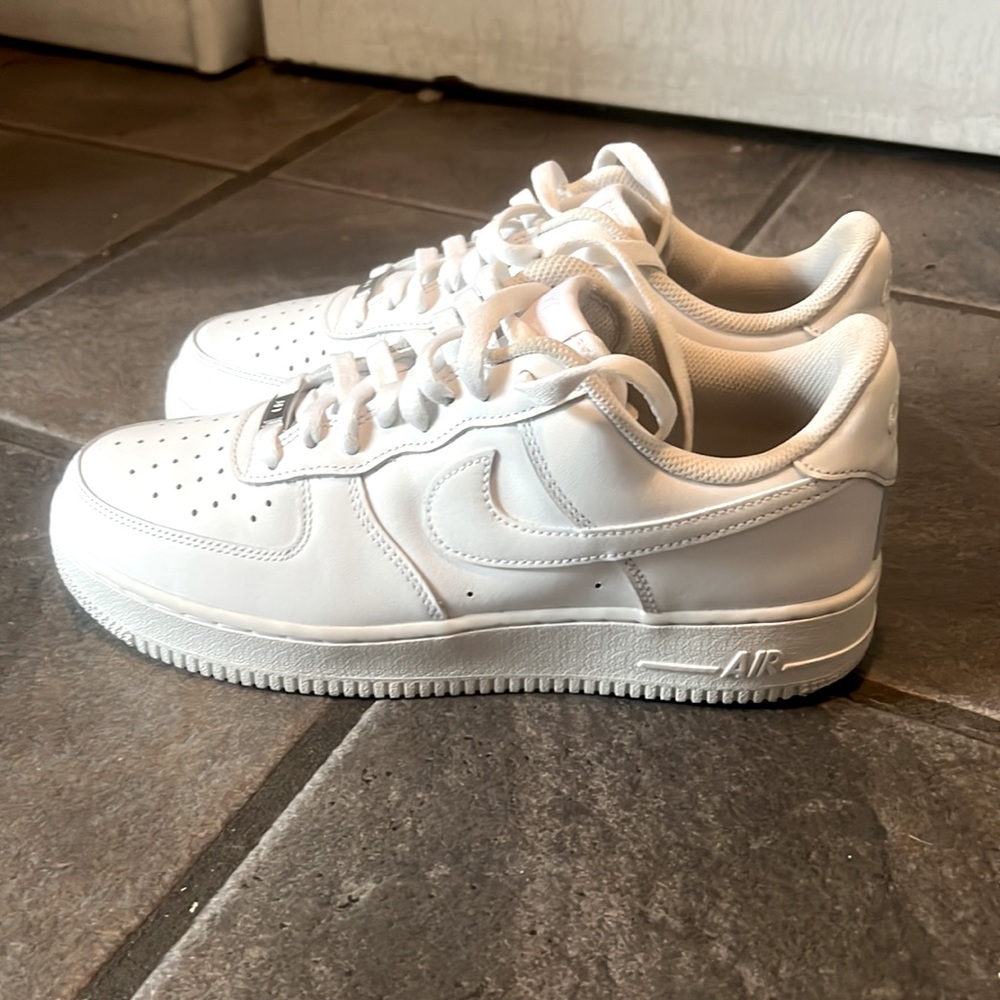 Nike Air Force 1s size 9 color all white